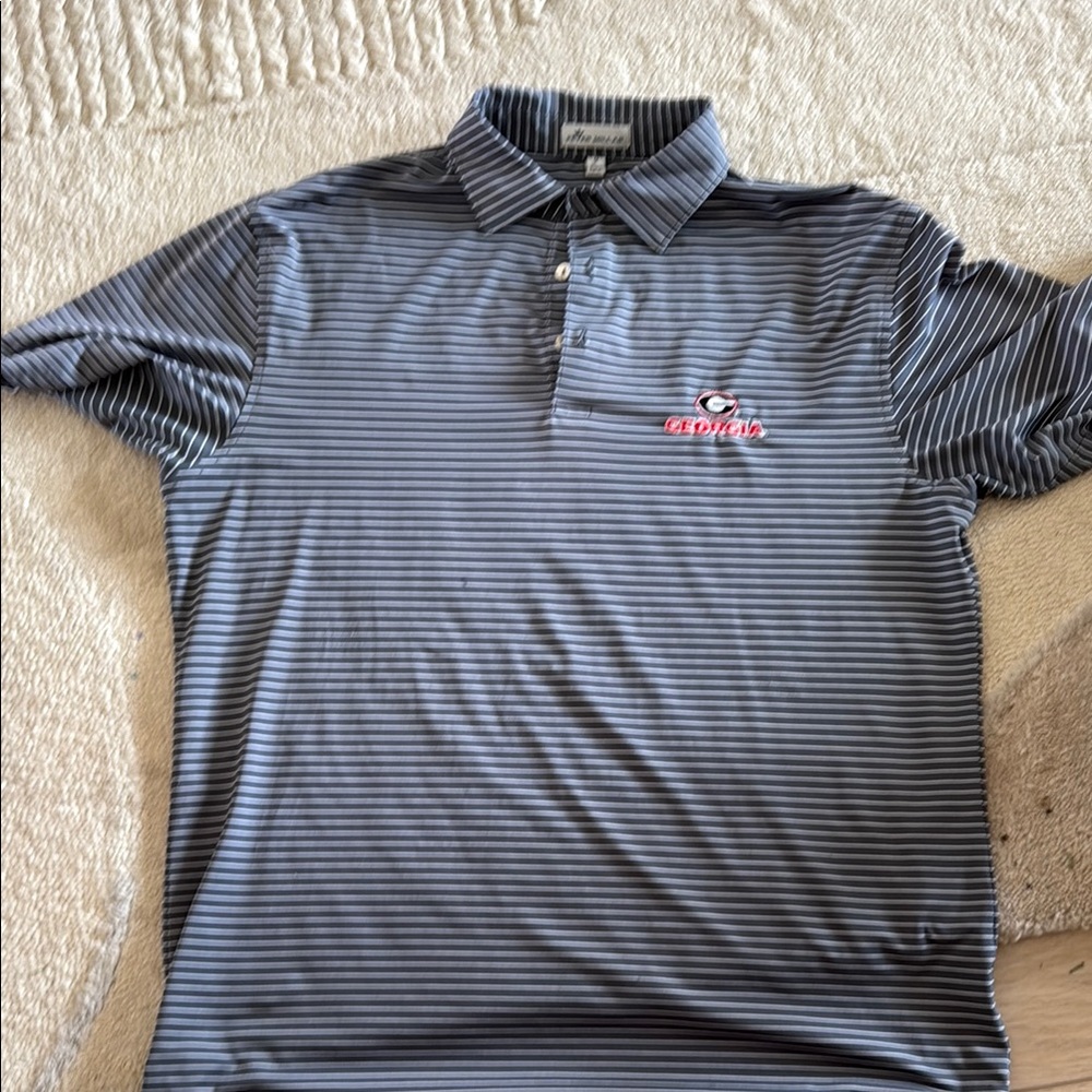 Peter Millar Men's Polo Shirt - Blue and Gray Stripes